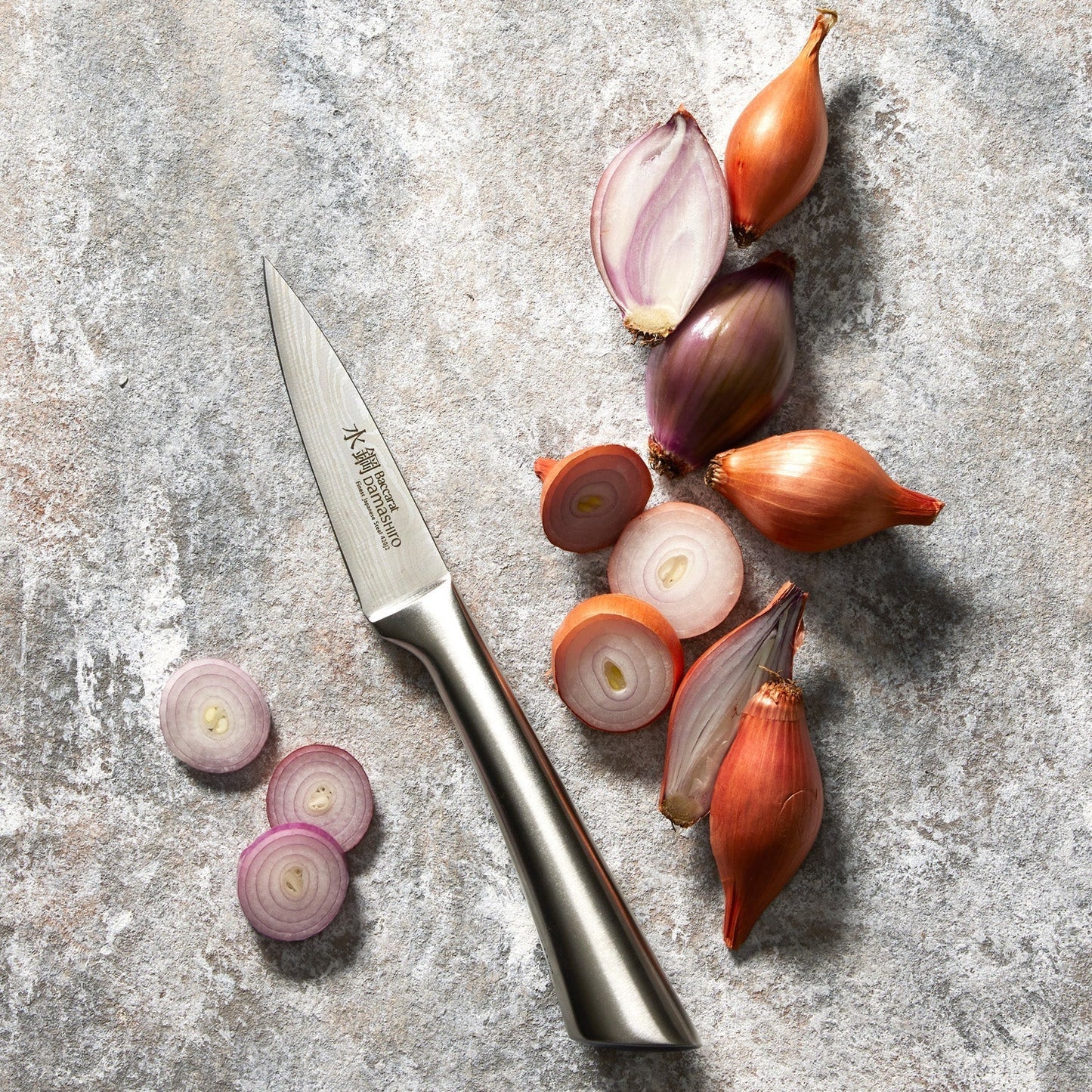 Utility knife with a sharp blade and ergonomic handle in sleek silver finish - Baccarat damashiro