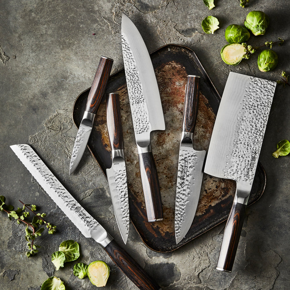 A finely crafted cleaver with a sharp blade and elegant handle design - Baccarat damashiro emperor