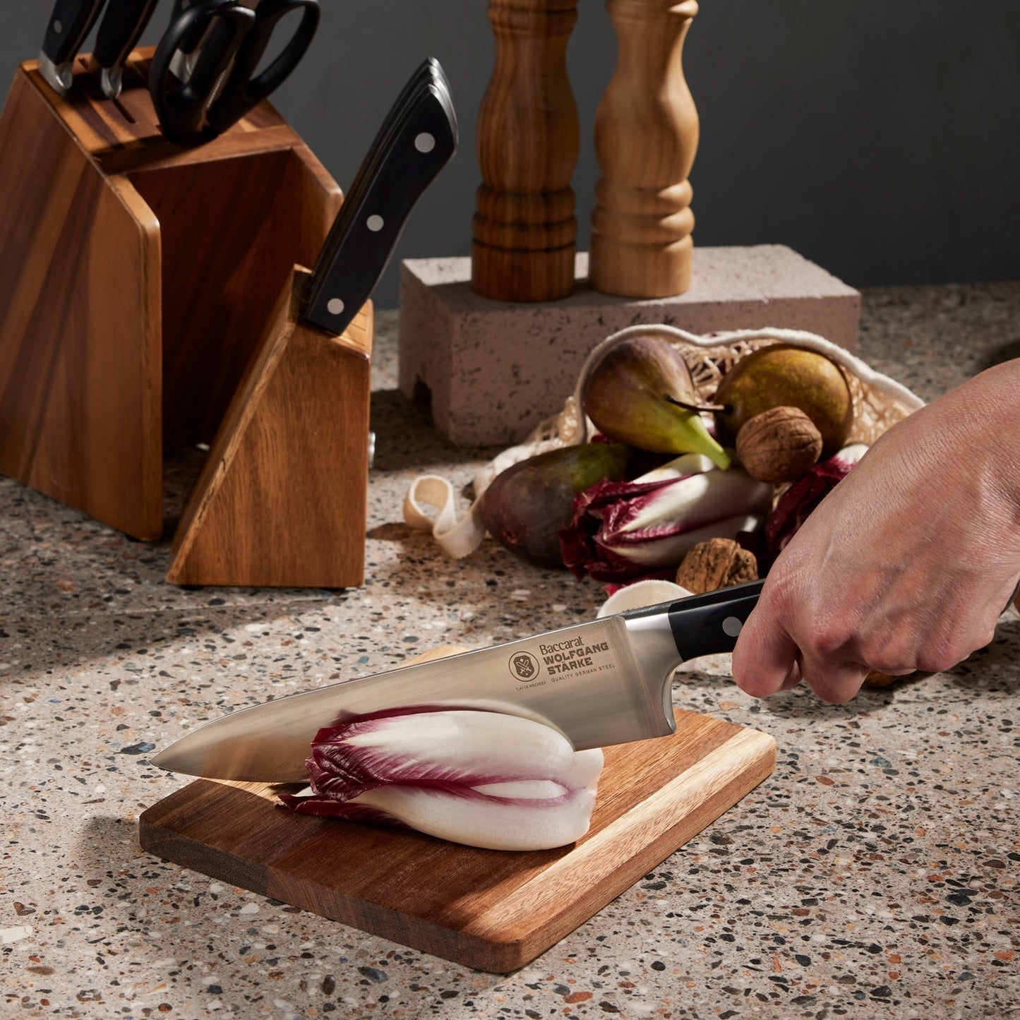 Five kitchen knives with stainless steel blades and black handles - Steak Knife 4 Piece - Baccarat
