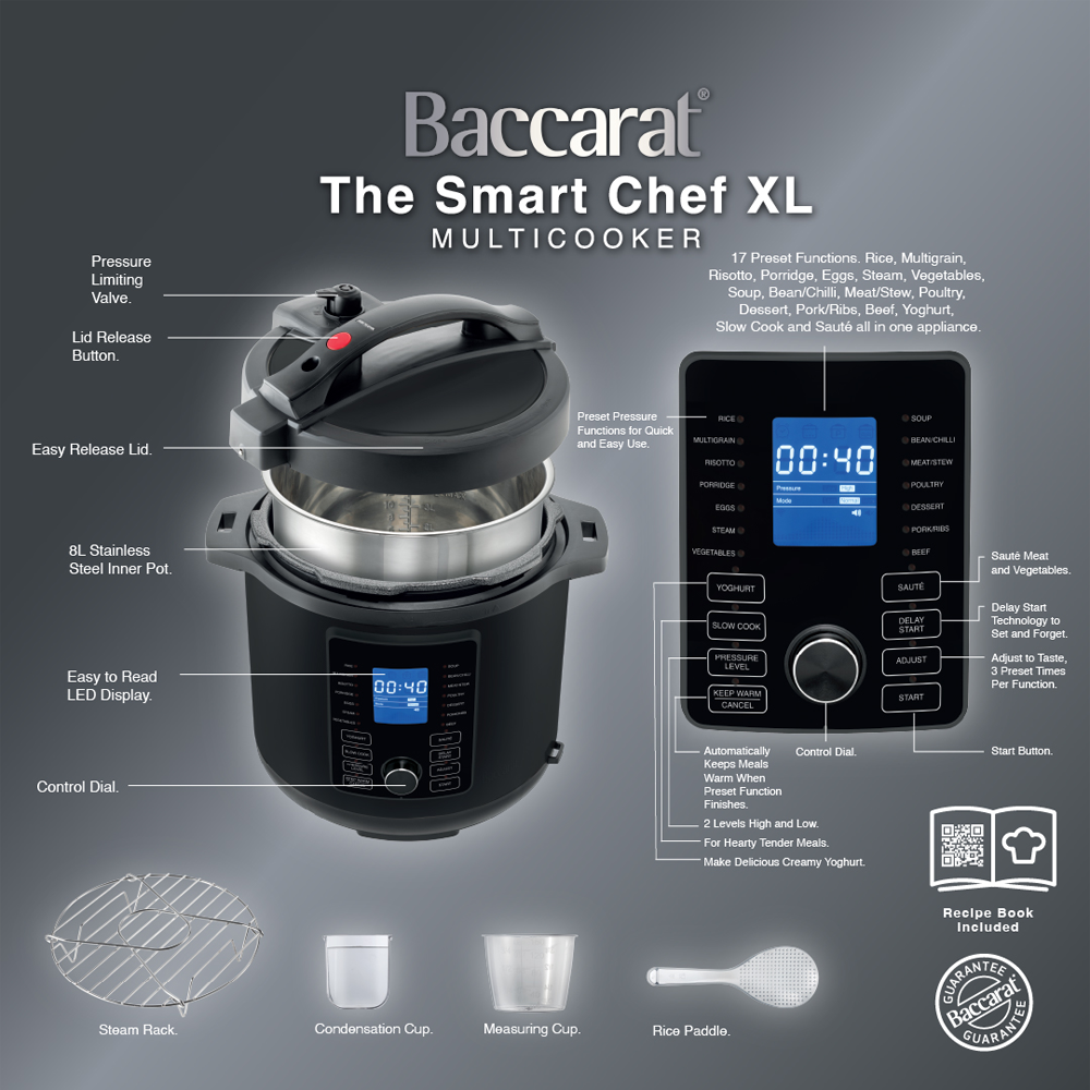 Modern kitchen with a bowl of soup and a black and silver electric mill 19cm - Baccarat spice market