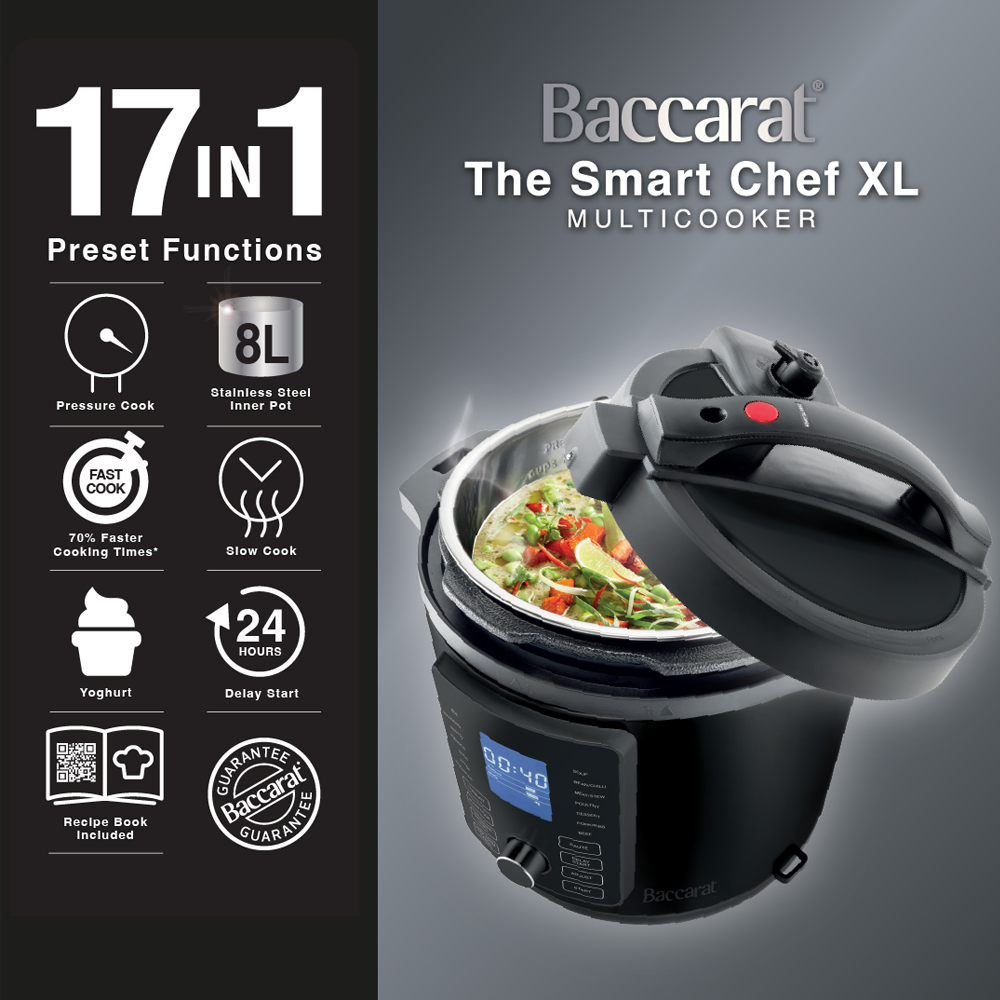 Modern kitchen with a bowl of soup and a black and silver electric mill 19cm - Baccarat spice market