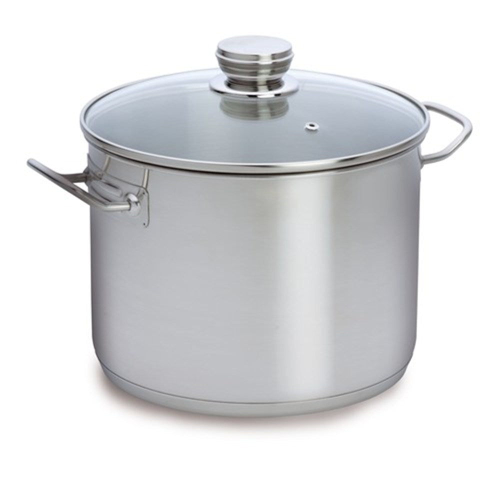 Stainless steel stockpot with glass lid and side handles 24cm 7 6l cookware - Baccarat Gourmet