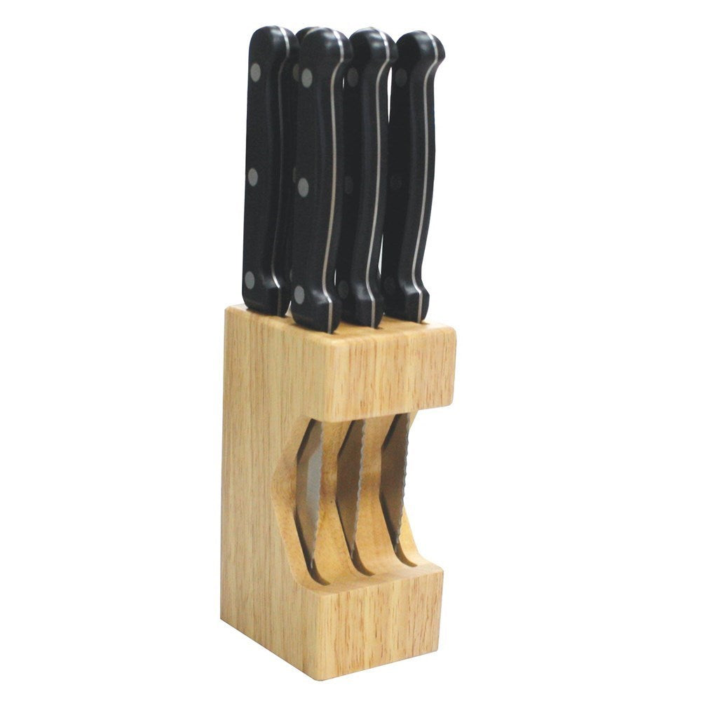 Baccarat Sabre steak knife block set featuring elegant design with sleek black handles - Baccarat
