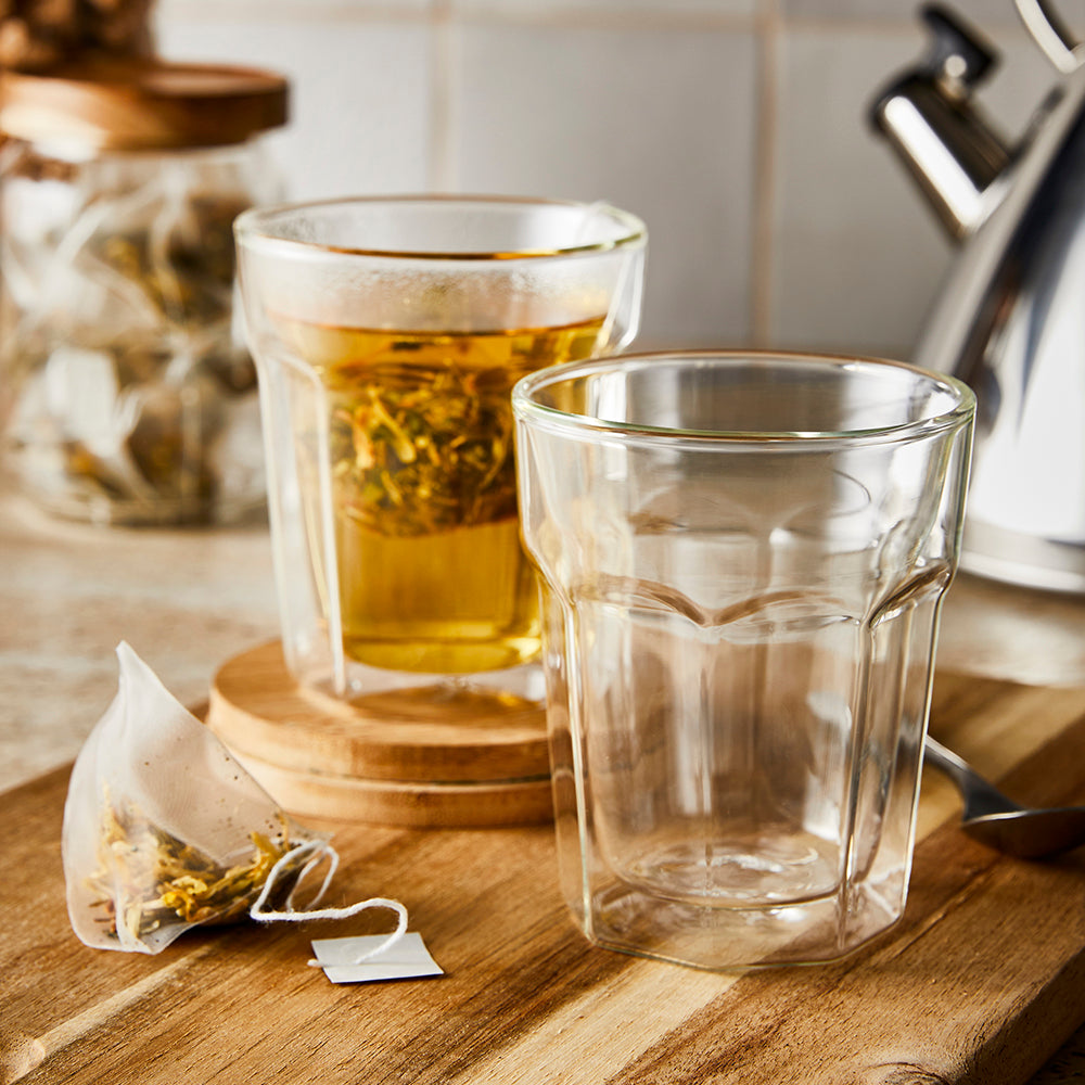 Two double-walled latte glasses with a stylish design perfect for serving coffee - Baccarat