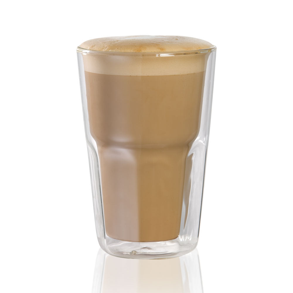 creamy matcha latte in double wall glass with rich green color - Baccarat barista facet