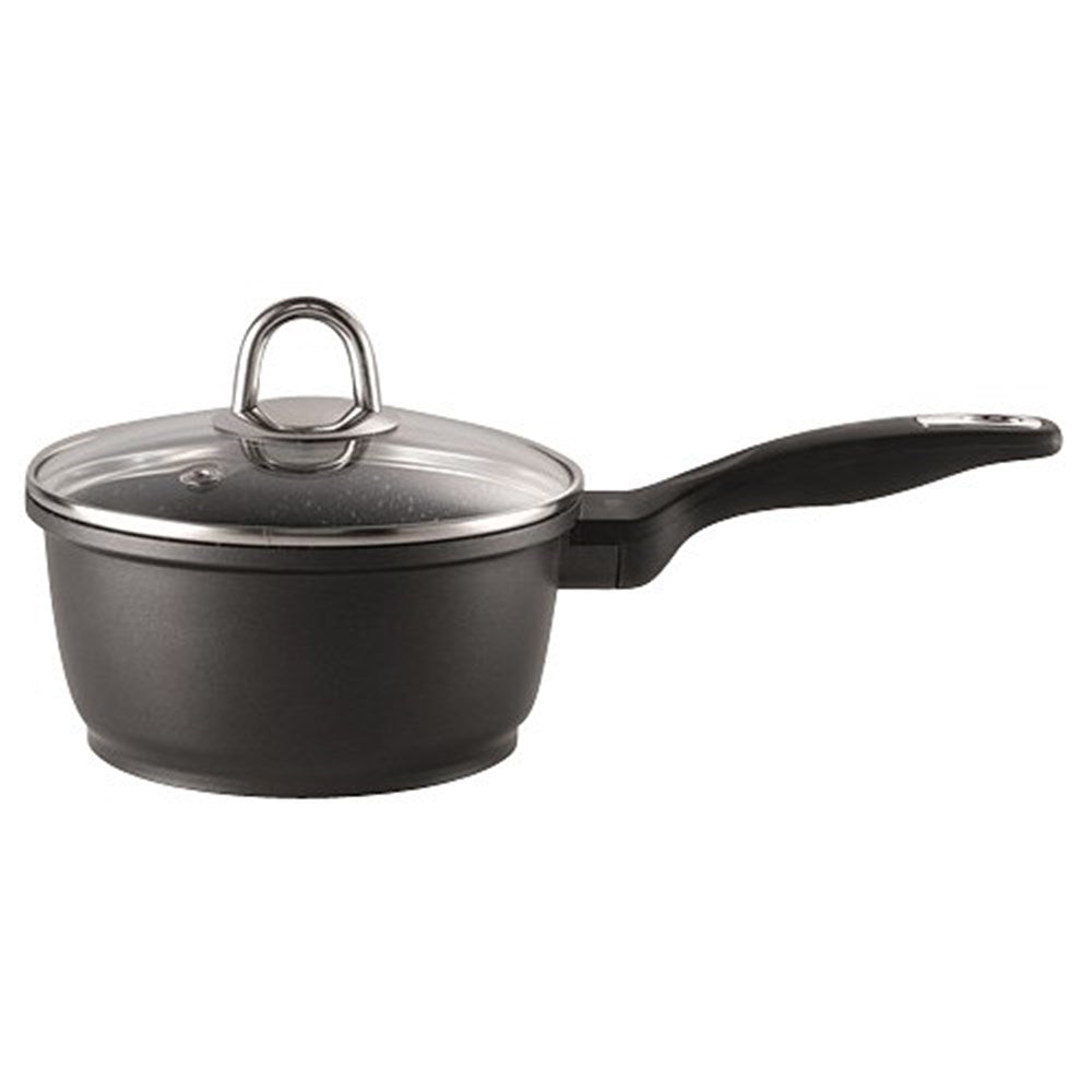 A durable saucepan with a glass lid and comfortable handle in black - Baccarat