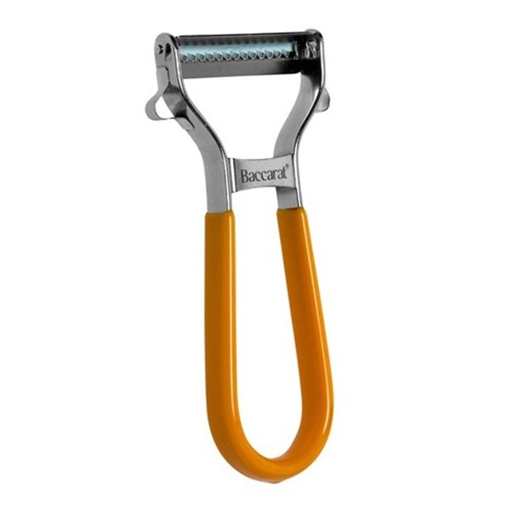 A stainless steel serrated peeler with an ergonomic handle in orange - Baccarat Cuisine Pro