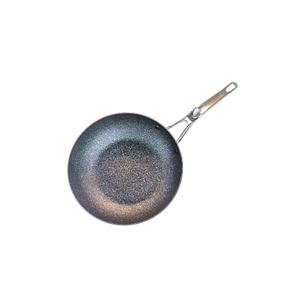 Impact technology with droplets on surface in grey and blue hues - Baccarat rock stir frypan 28cm