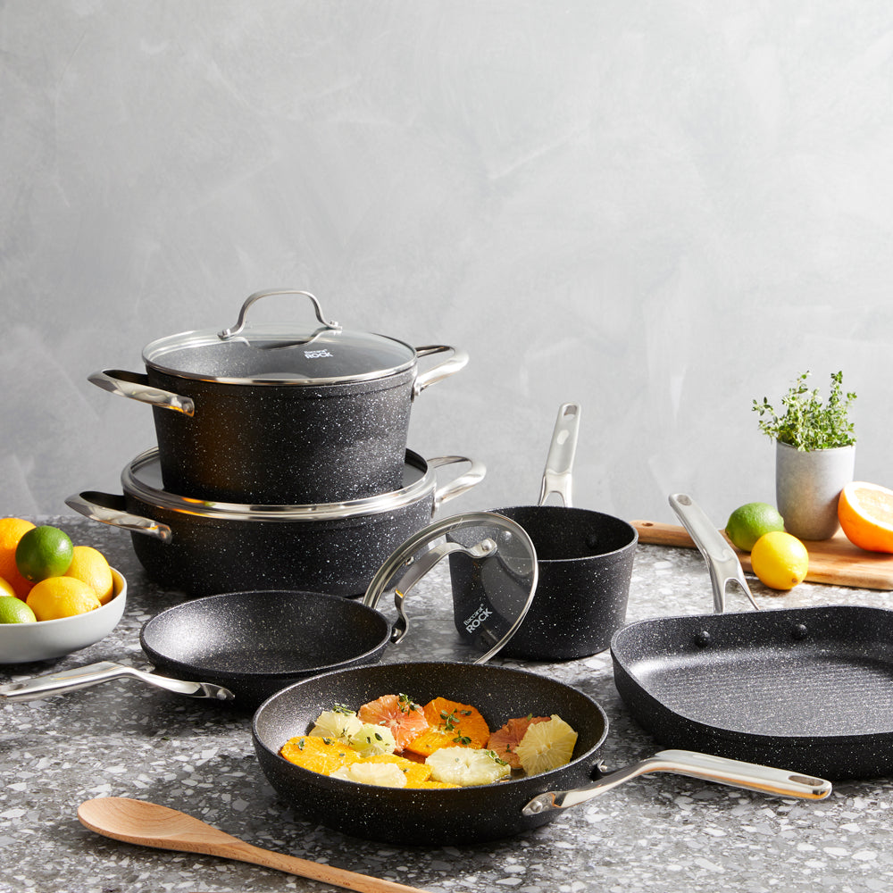 Sleek 6 piece cookware set with versatile sizes perfect for any kitchen - Never Eva Stick