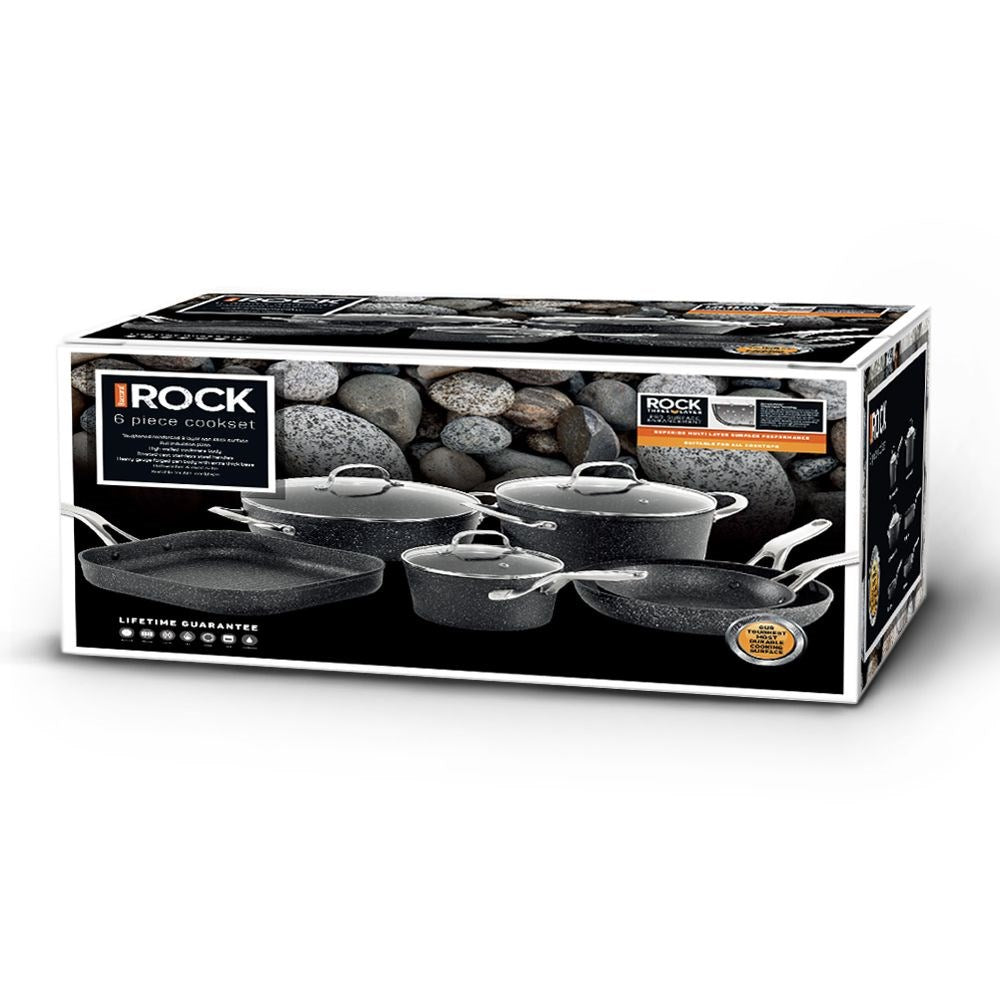 Sleek 6 piece cookware set with versatile sizes perfect for any kitchen - Never Eva Stick