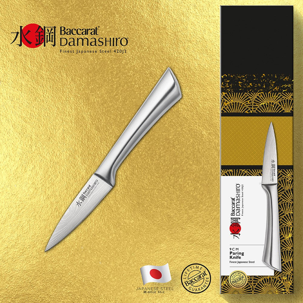 Utility knife with a sharp blade and ergonomic handle in sleek silver finish - Baccarat damashiro