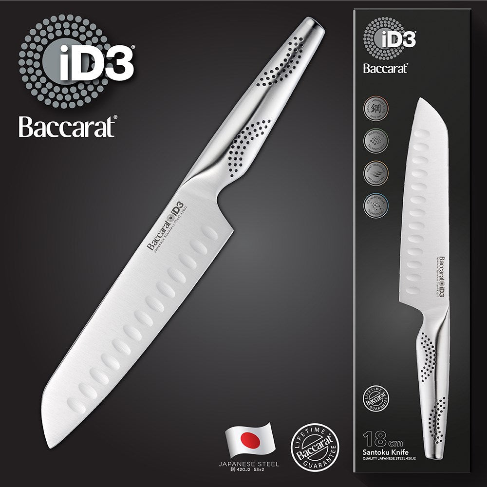A person slices a red onion on a wooden board with a sharp knife - Baccarat id3 santoku knife 18cm