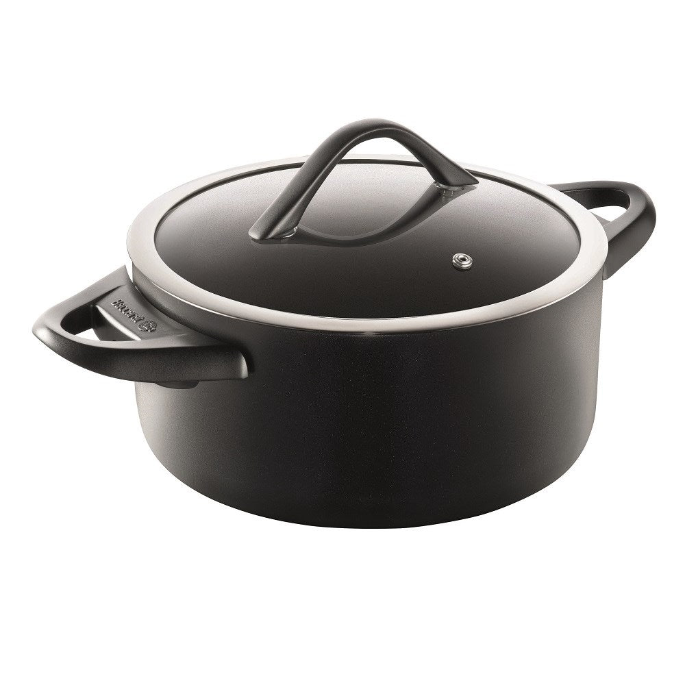 durable round black casserole pot with lid and bakelite handle - Baccarat id3 cs hard anodised
