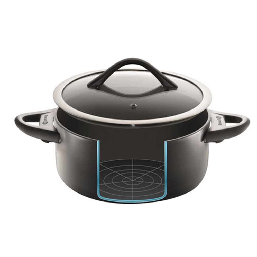 durable round black casserole pot with lid and bakelite handle - Baccarat id3 cs hard anodised