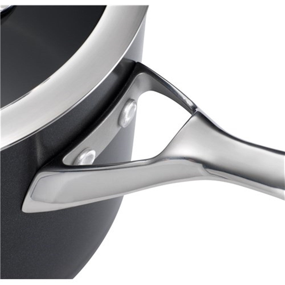 A durable saucepan with lid designed for even heating and easy cleaning grey non-stick - Baccarat