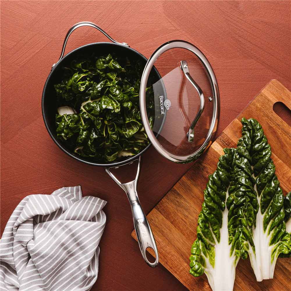 Close-up of a sturdy saucepan handle with a smooth finish - Baccarat id3 hard anodised saucepan