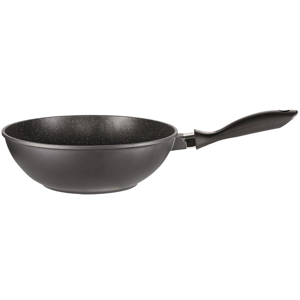 Sliced red peppers and onions in a Baccarat Stone Frypan 28cm with cooking utensils