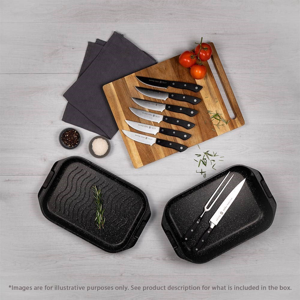 Seven piece knife block set featuring sleek design and high quality - Baccarat Damashiro Emperor Shi