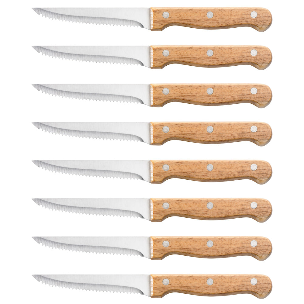 Nine piece steak knife set with wooden block sharp blades elegant design - Baccarat gourmet
