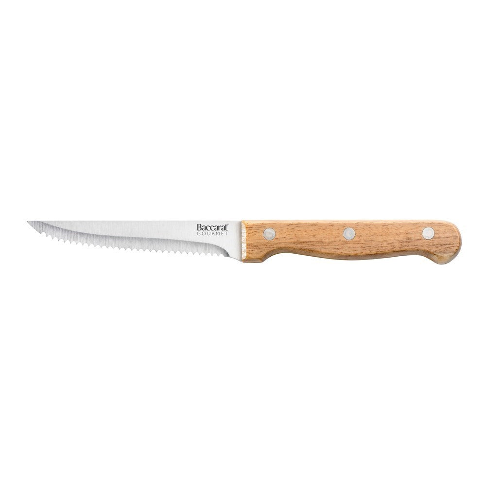 Nine piece steak knife set with wooden block sharp blades elegant design - Baccarat gourmet