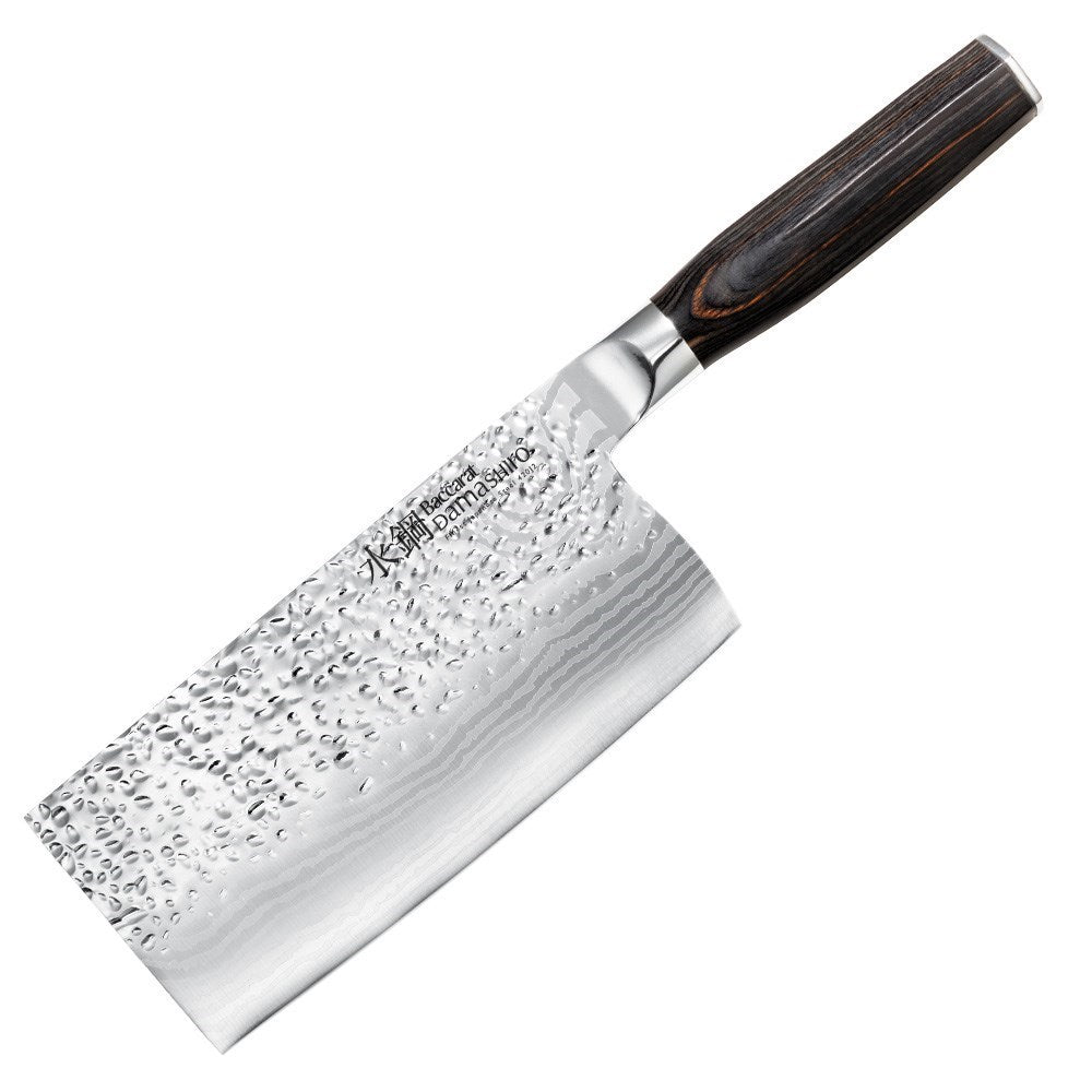 A finely crafted cleaver with a sharp blade and elegant handle design - Baccarat damashiro emperor