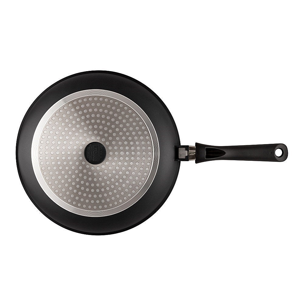 A durable non-stick frying pan with a speckled design ergonomic handle for easy cooking - Baccarat