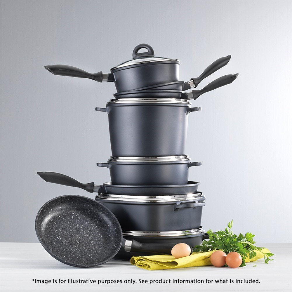 A durable non-stick frying pan with a speckled design ergonomic handle for easy cooking - Baccarat