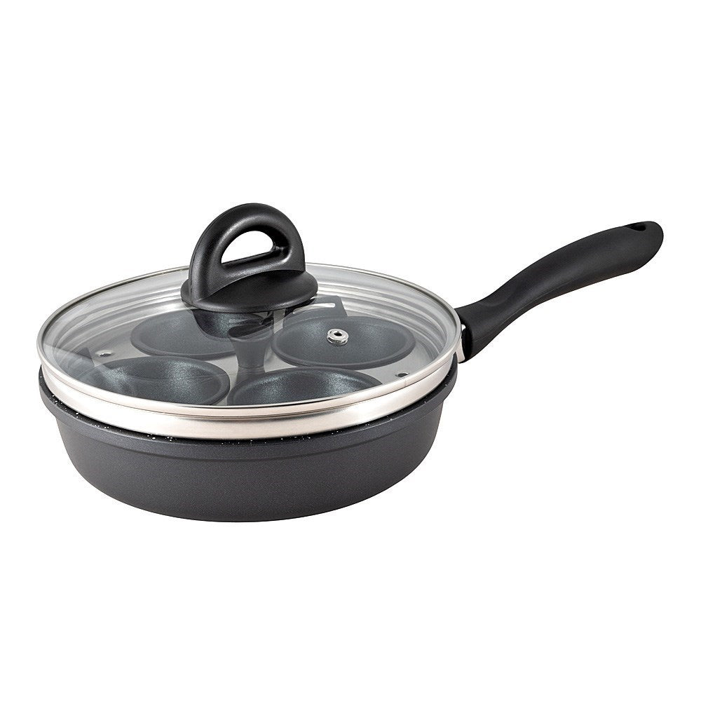A sleek stone frying pan with a sturdy black handle and a durable non-stick surface - Baccarat
