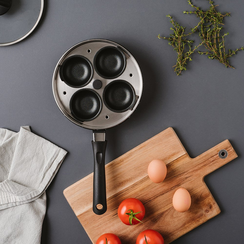 A sleek stone frying pan with a sturdy black handle and a durable non-stick surface - Baccarat