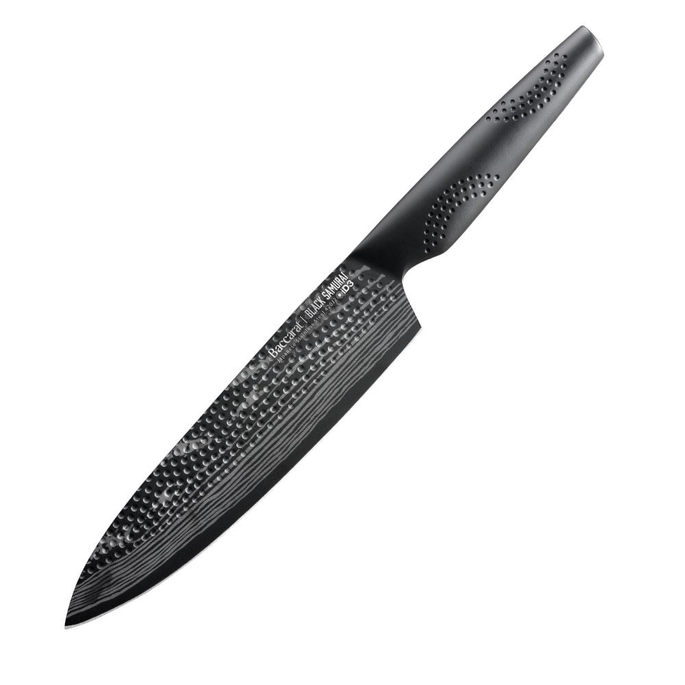 sleek black chef's knife with unique blade design for precision cutting - Baccarat id3 black Samurai