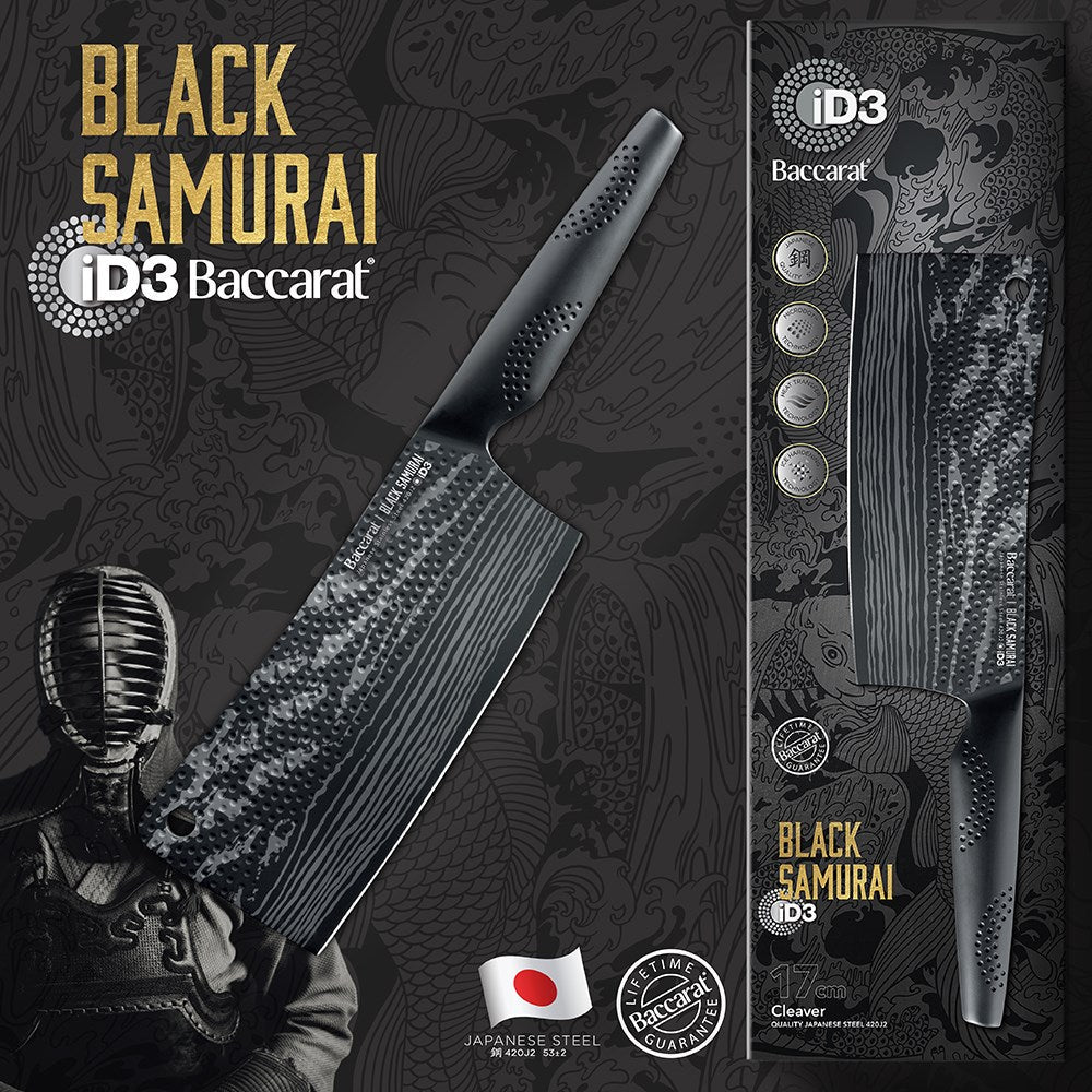 Sharp bread knife with a sleek black handle and black patterned blade - Baccarat ID3 Black Samurai