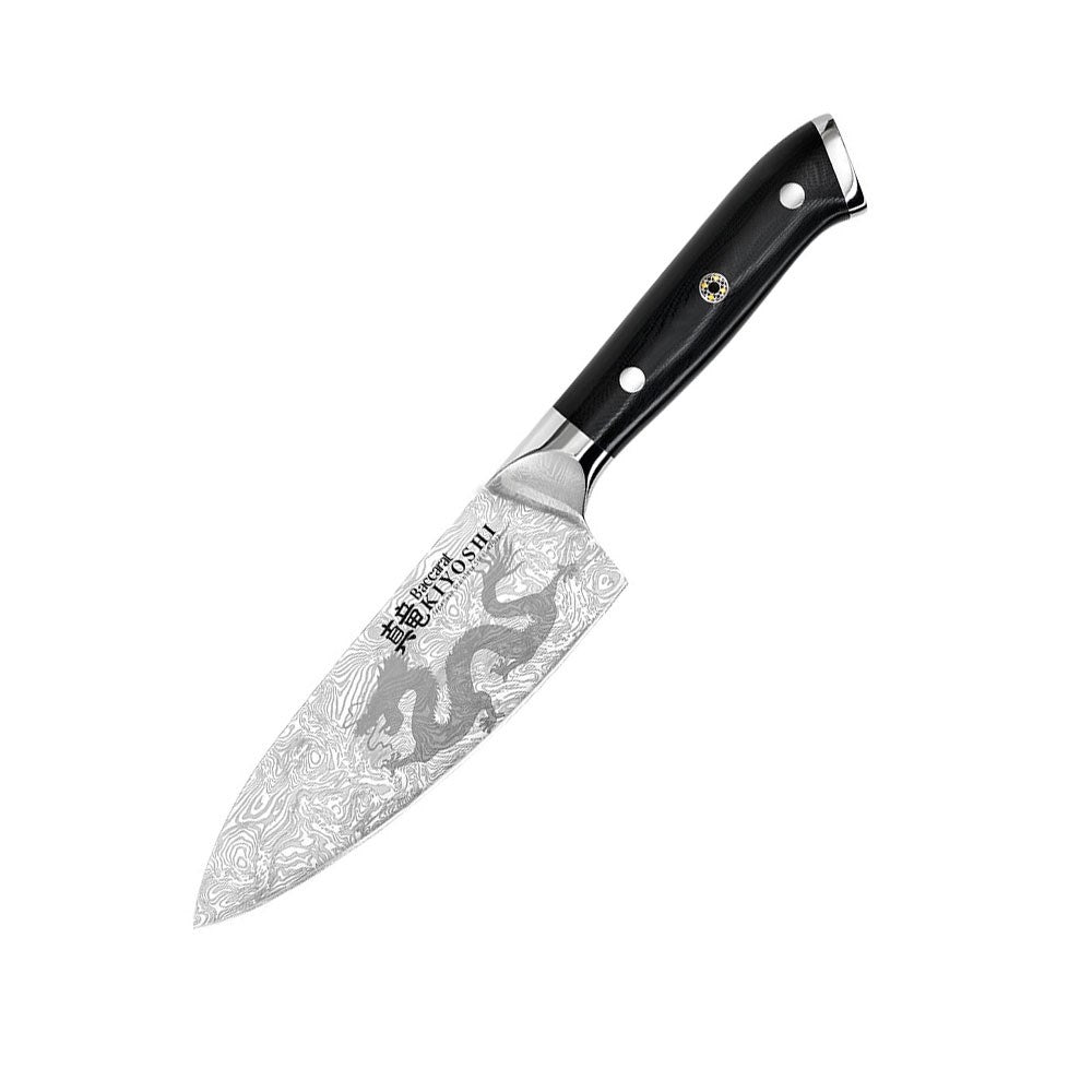 15cm chefs knife with a detailed blade pattern black handle stainless steel - Baccarat kiyoshi