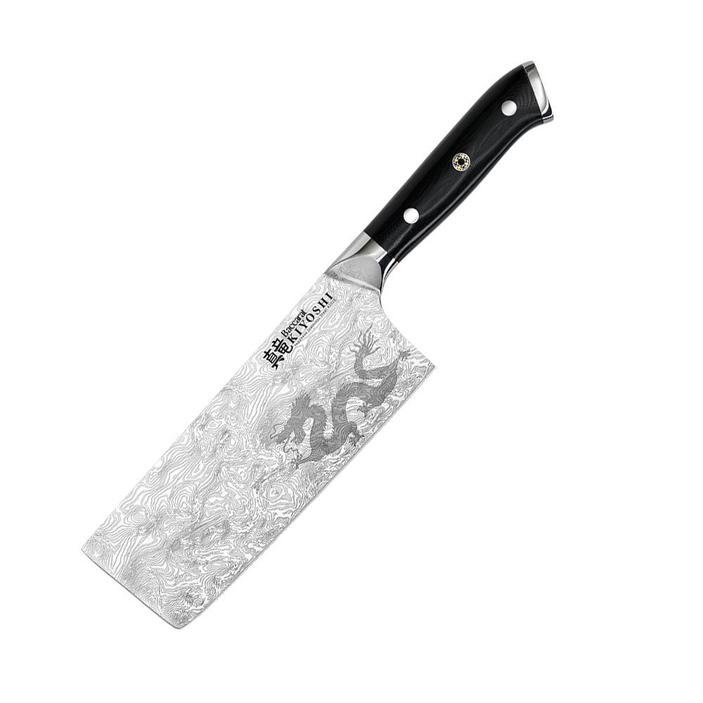 Sliced fresh bread on a wooden board with a sharp knife and vibrant vegetables - Baccarat Kiyoshi