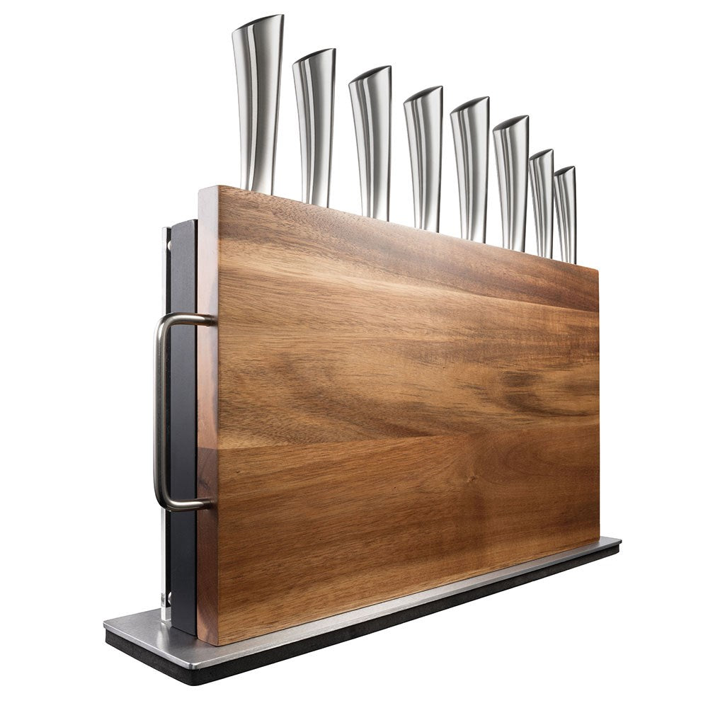 Japanese steel knife block with graphite finish and six precision blades - Baccarat Daisho Nara