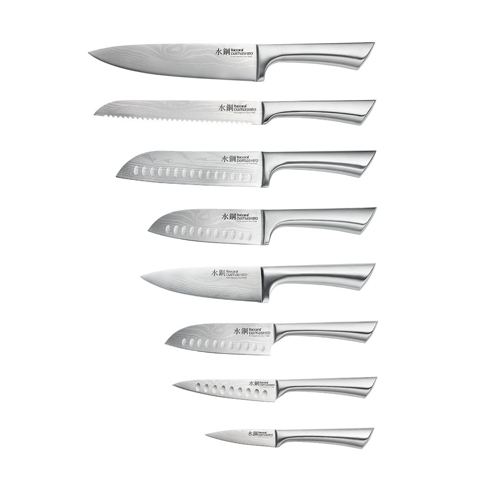 Japanese steel knife block with graphite finish and six precision blades - Baccarat Daisho Nara