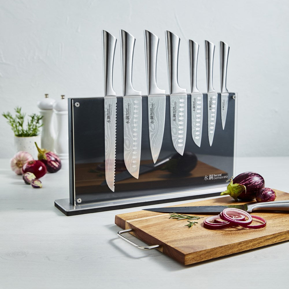Japanese steel knife block with graphite finish and six precision blades - Baccarat Daisho Nara