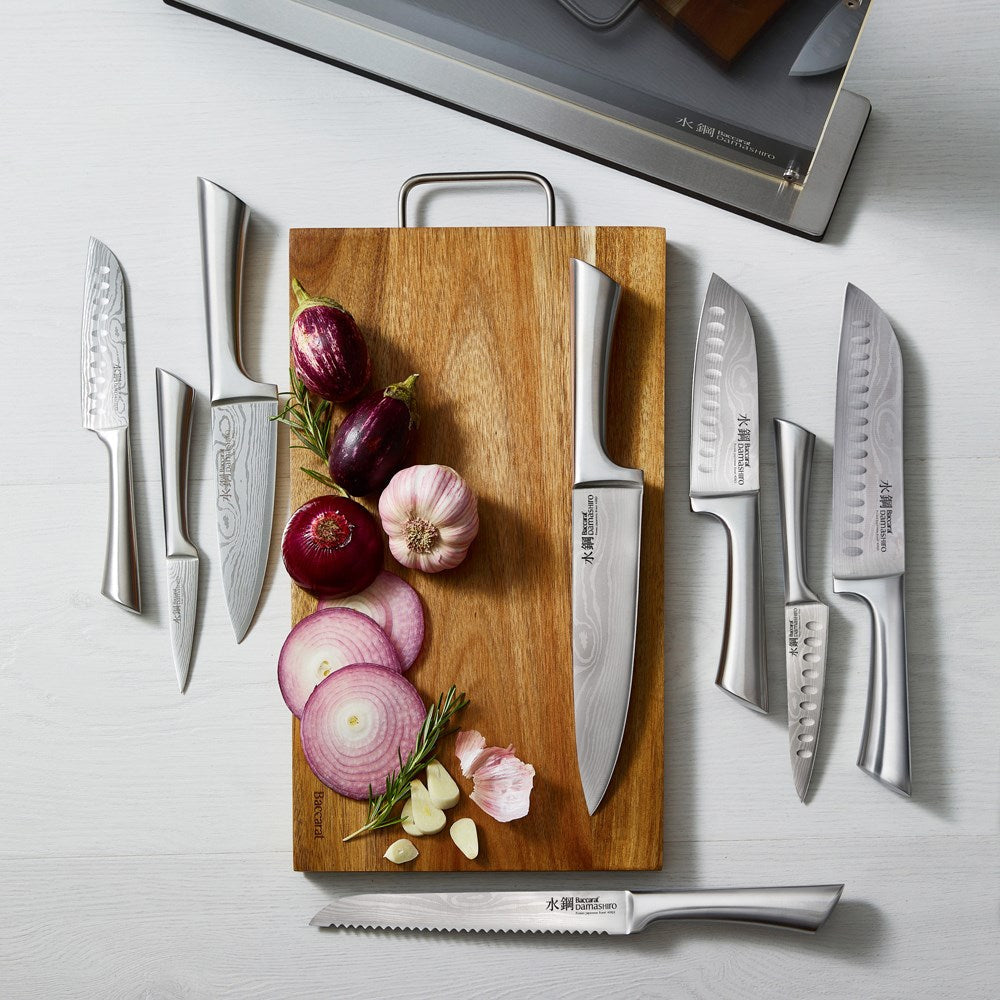 Japanese steel knife block with graphite finish and six precision blades - Baccarat Daisho Nara