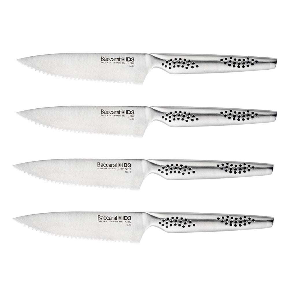 Six premium kitchen knives with stainless steel blades elegantly displayed - Baccarat artisan kyoto