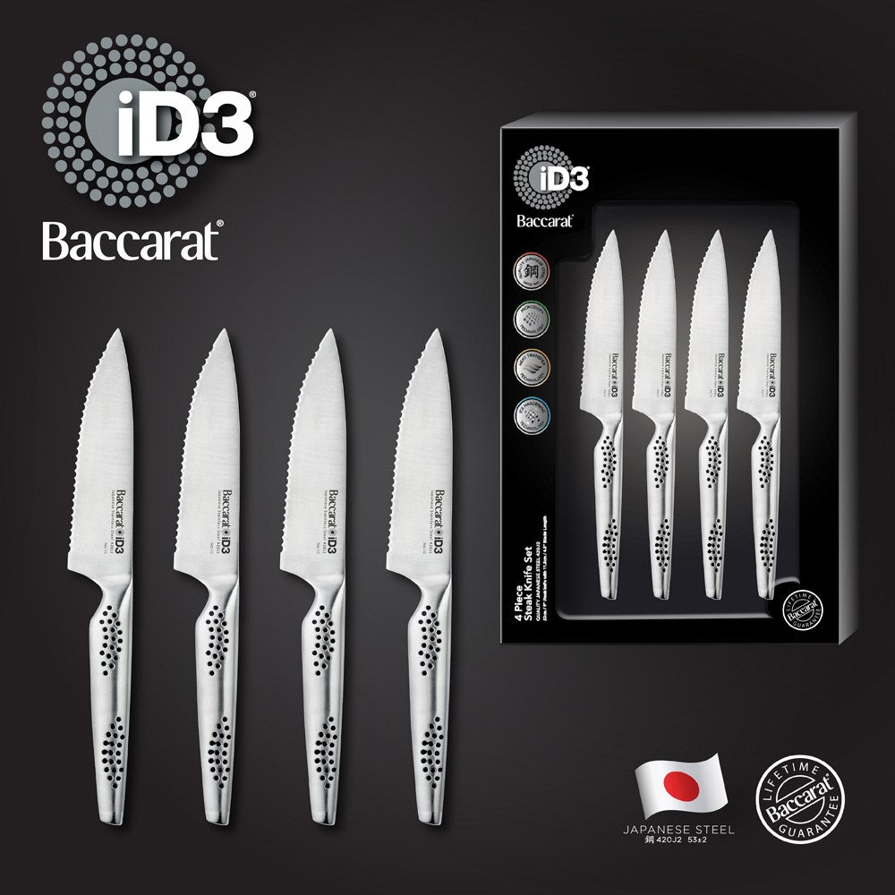 Six premium kitchen knives with stainless steel blades elegantly displayed - Baccarat artisan kyoto