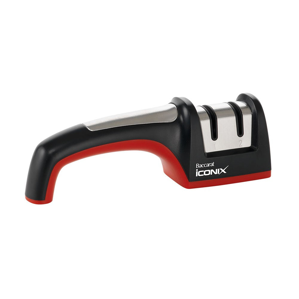 Compact black knife sharpener with dual slots - Baccarat Iconix Folding 3-Step Knife Sharpener