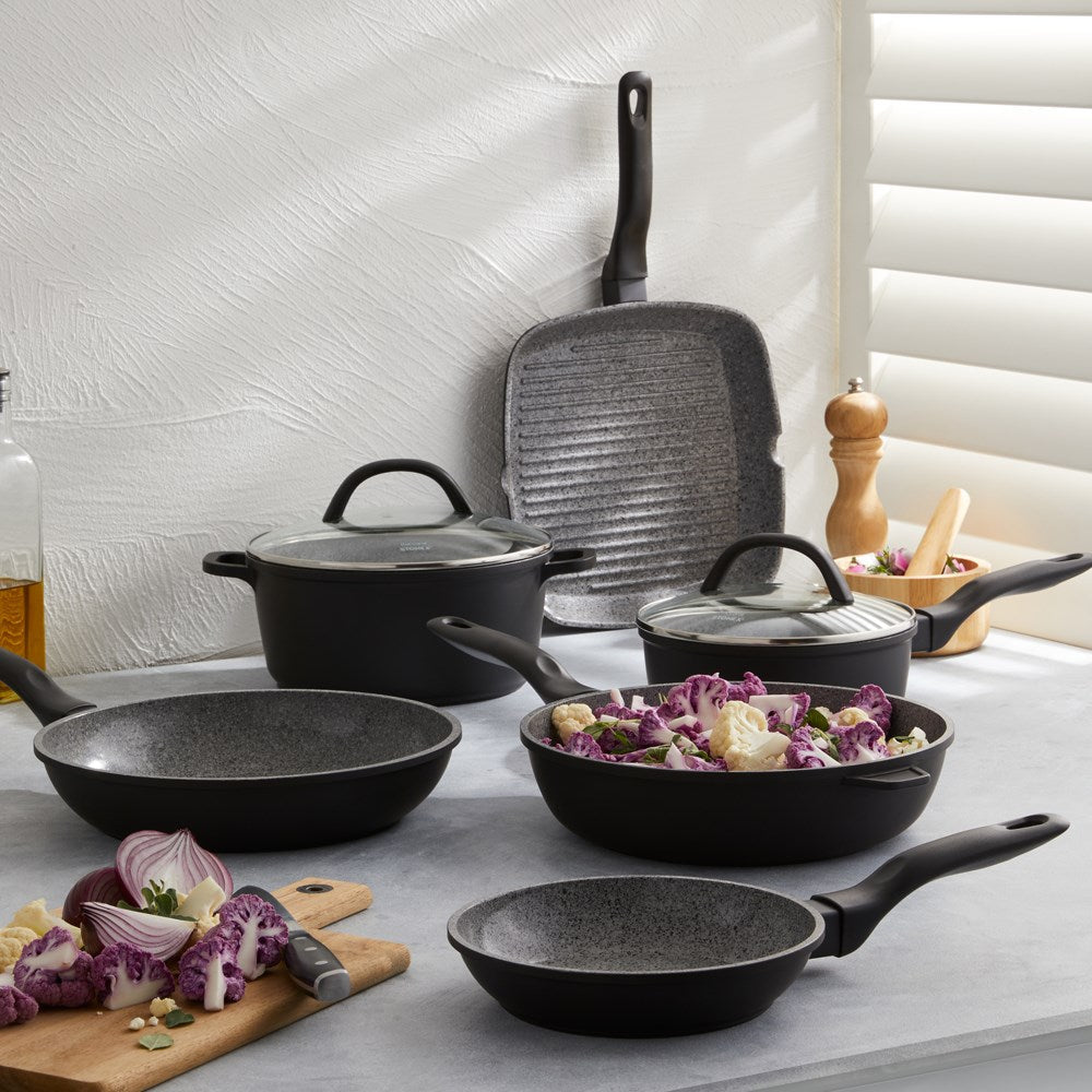 Non-stick pan with induction-ready feature gray color - Baccarat Never Eva Stick 6 piece cookset