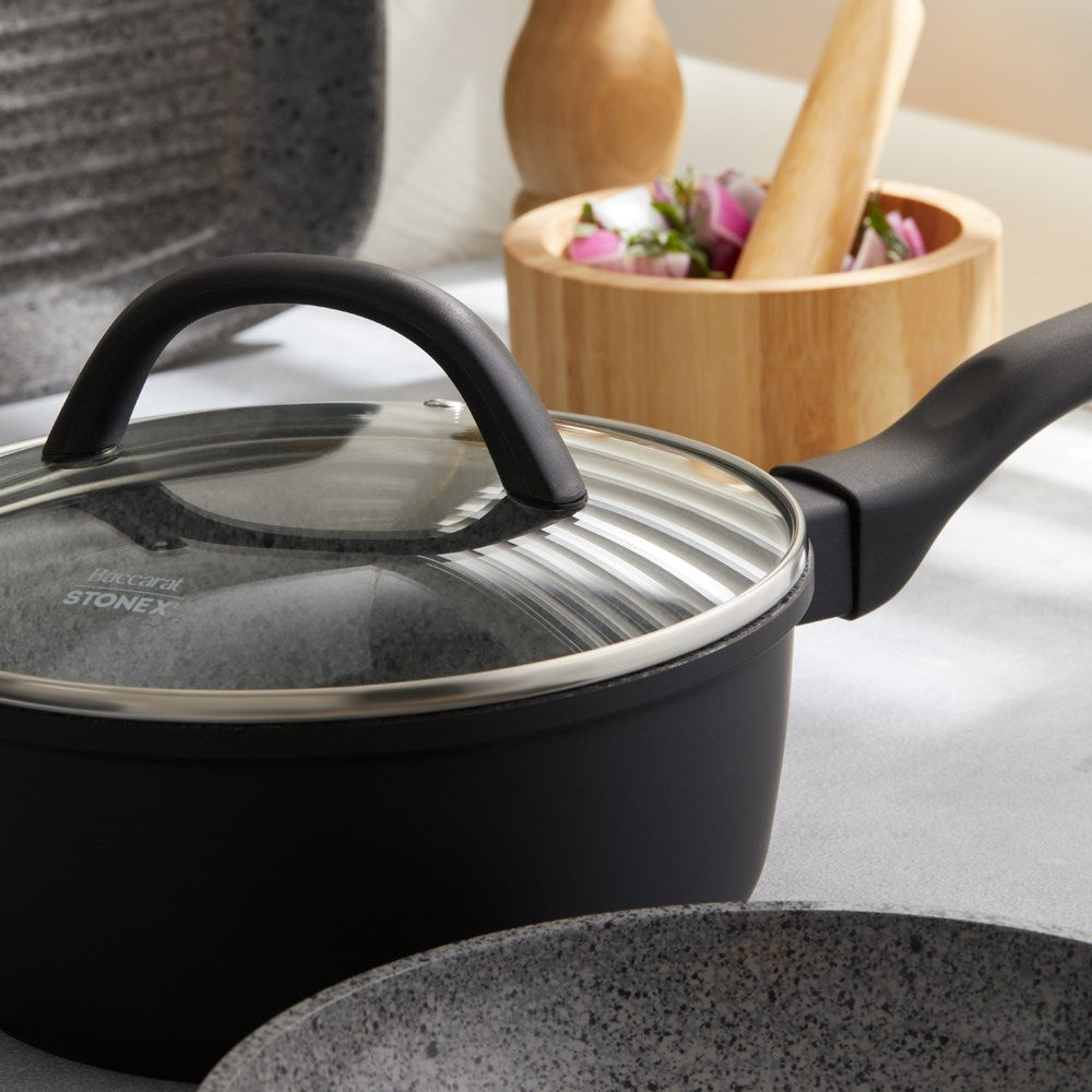 Non-stick pan with induction-ready feature gray color - Baccarat Never Eva Stick 6 piece cookset