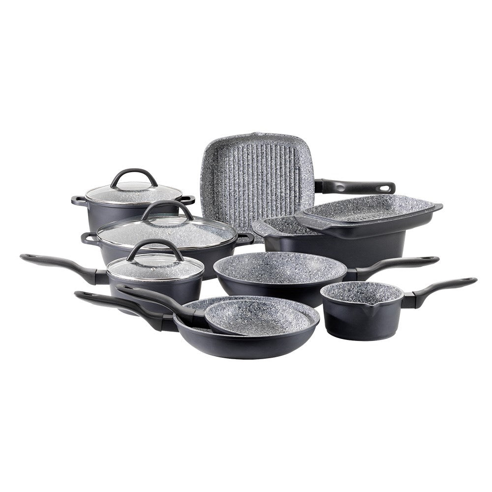 Colorful vegetables in non-stick pans on grey surface ceramic non stick cookware set - Baccarat
