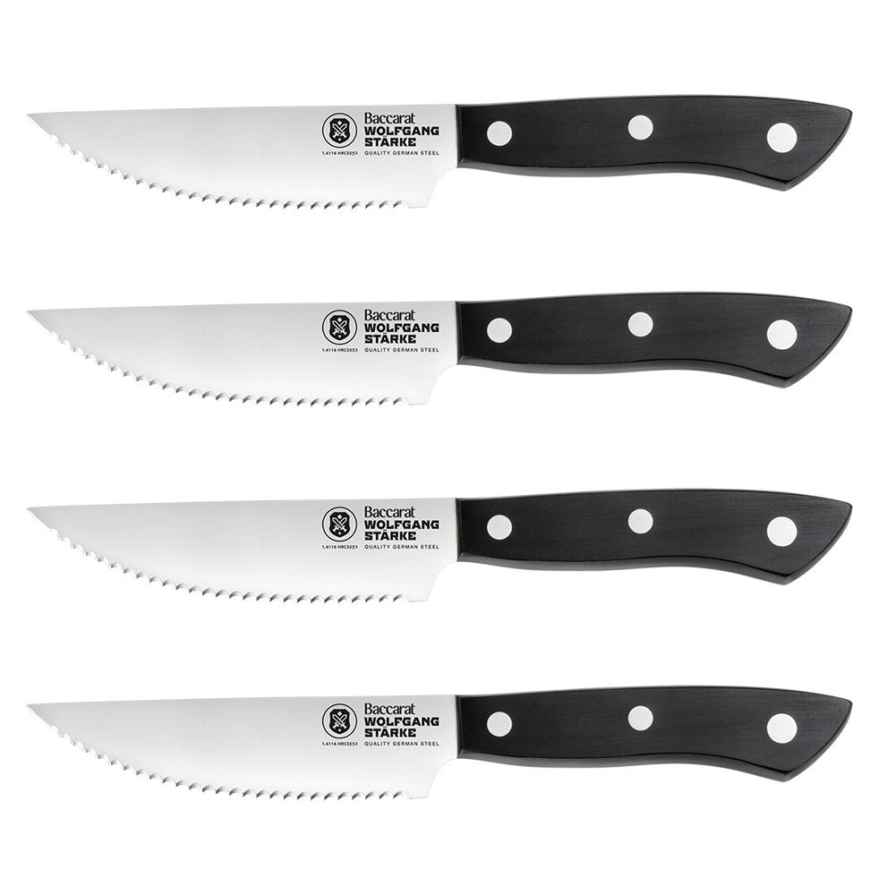 Box of four sharp stainless steel kitchen knives in sleek packaging - Baccarat Wolfgang Starke