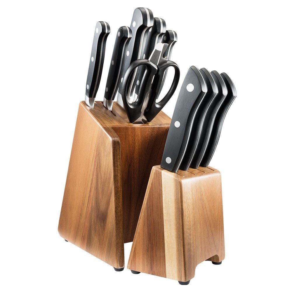 Five kitchen knives with stainless steel blades and black handles - Steak Knife 4 Piece - Baccarat