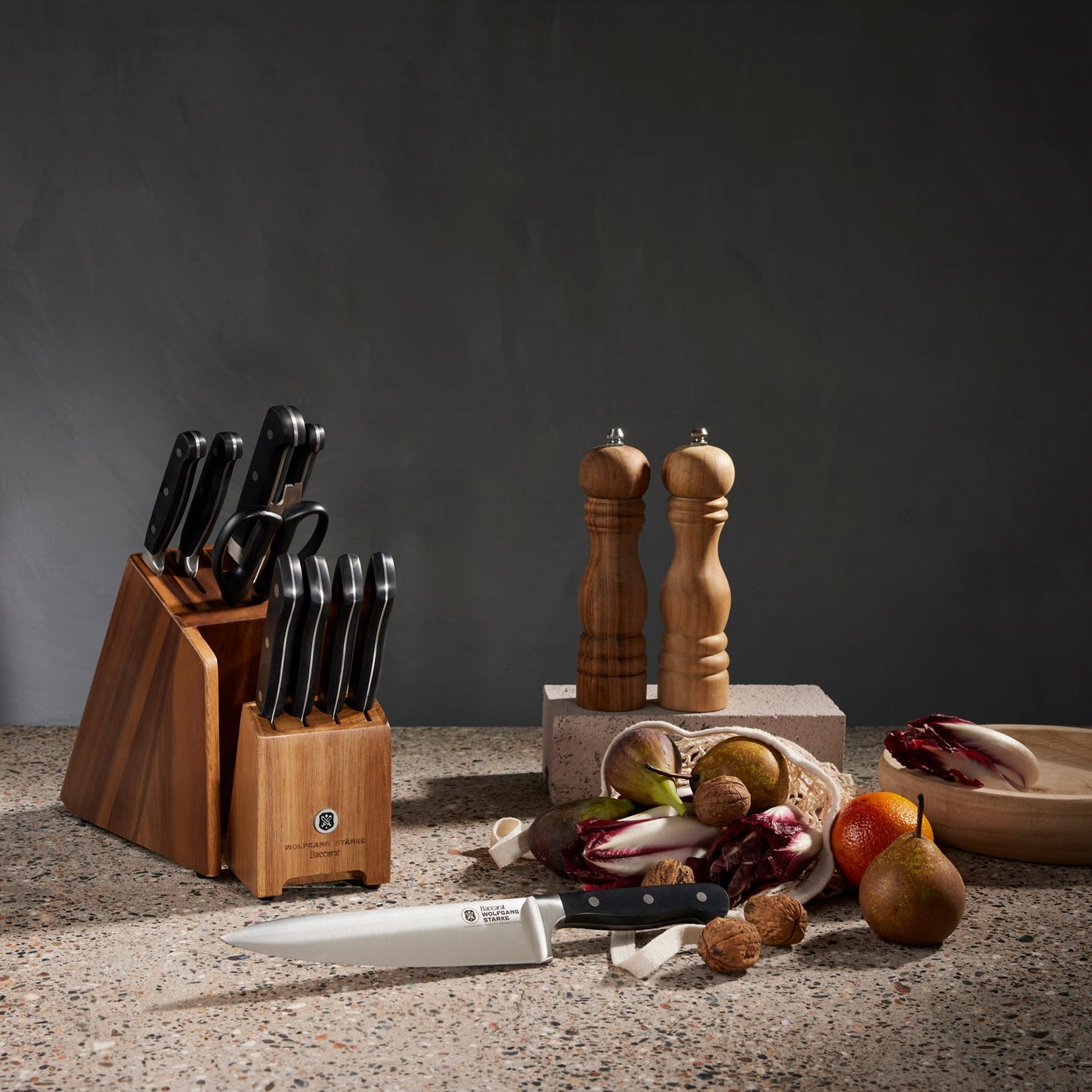 Five kitchen knives with stainless steel blades and black handles - Steak Knife 4 Piece - Baccarat