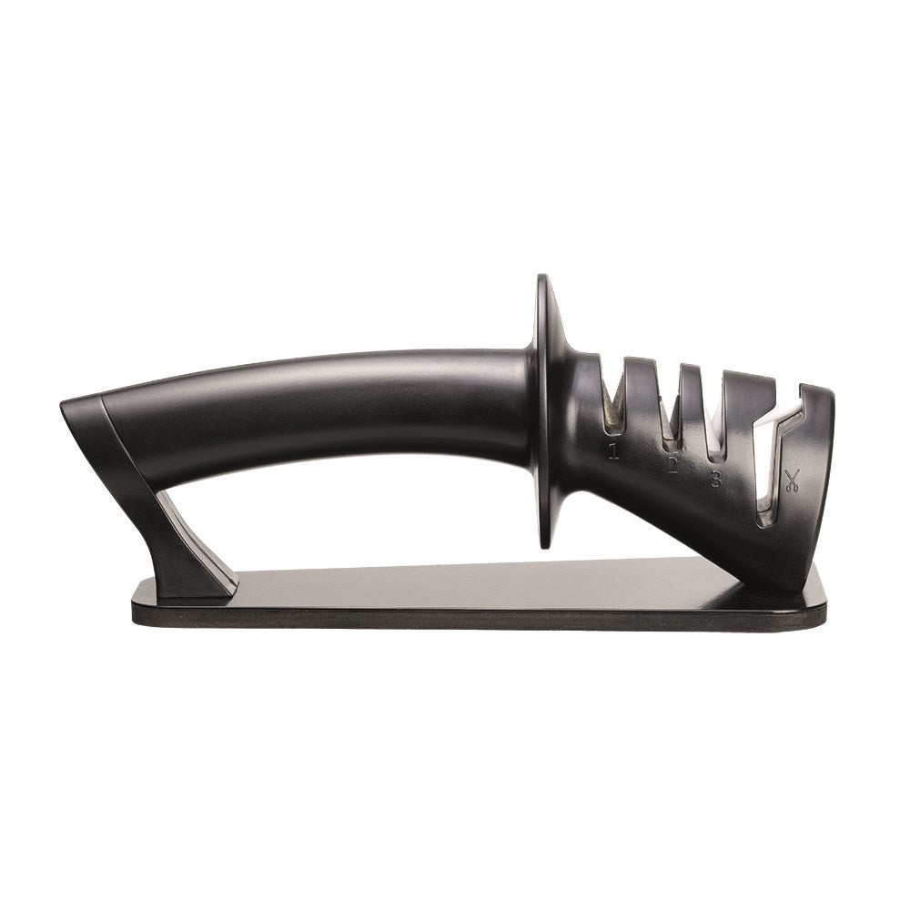 Kitchen knives and sharpeners with vibrant fruits on a dark surface - Baccarat ID3 Black Samurai