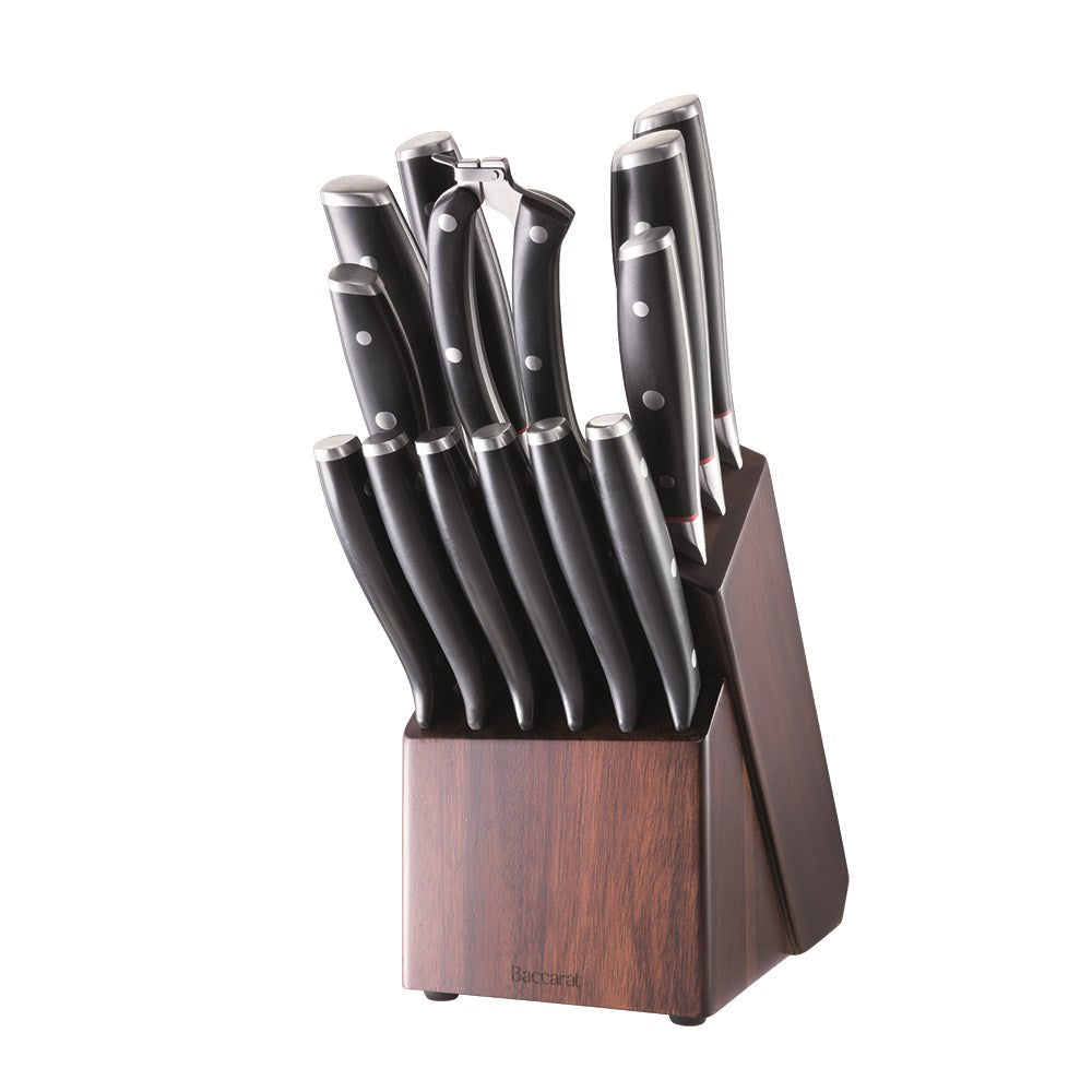 A kitchen scene with 14 piece knife block along side with cutting board and plates - Baccarat Iconix