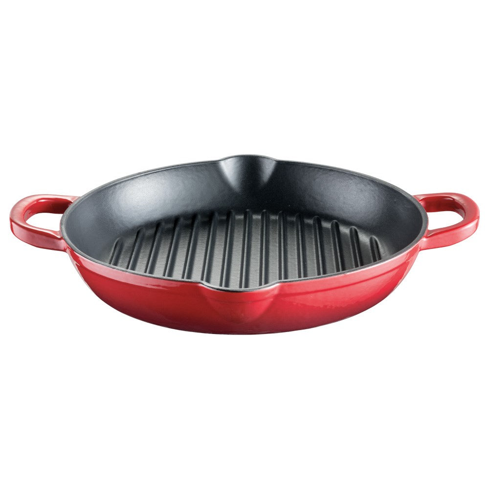 Red cast iron grill pan with two handles - Baccarat le connoisseur