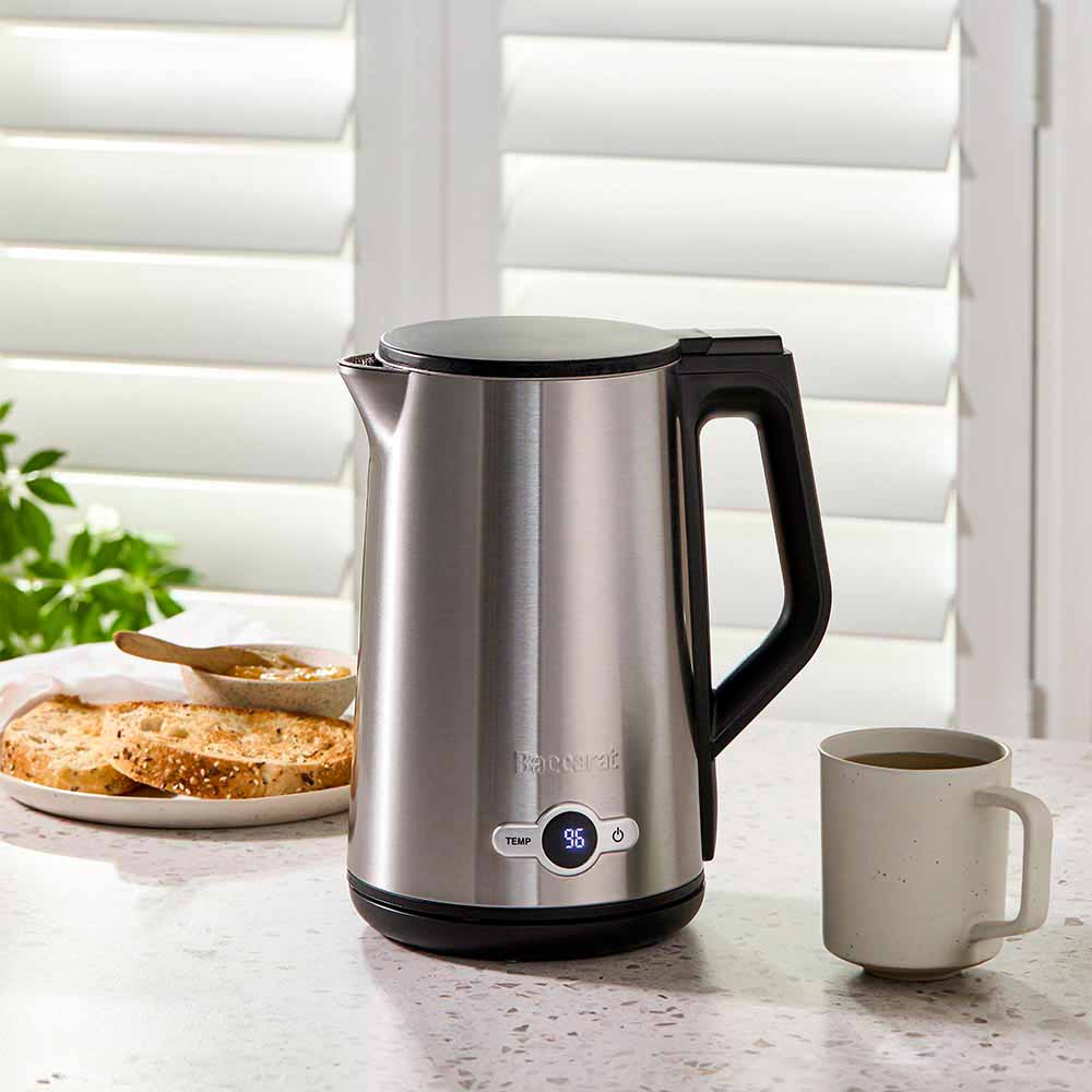 Stylish stainless steel kettle with precise temperature control and polished finish - Baccarat